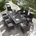 thumbnail image 1 of Kullavik 10-Piece Patio Outdoor Dining Set, Wicker Patio Furniture Set of 8 Rattan Chairs with Soft Cushions and Two Square Table with Umbrella Cutout, Grey, 1 of 7