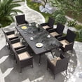 thumbnail image 1 of Kullavik 10-Piece Patio Outdoor Dining Set, Wicker Patio Furniture Set of 8 Rattan Chairs with Soft Cushions and Two Square Table with Umbrella Cutout, Sand, 1 of 7