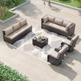thumbnail image 1 of Kullavik 10 Pieces Patio Furniture Set, Rattan Wicker Sofa Set, Outdoor Conversation Sets w/Swivel Rocking Chairs Patio Sectional Sofa w/4 Inch Cushion, Sand, 1 of 7