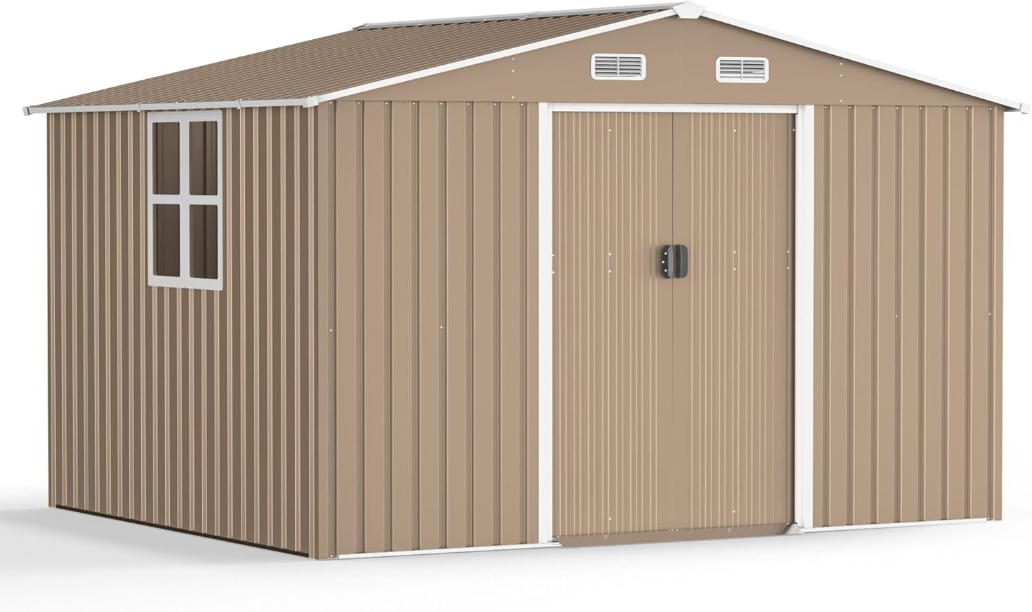 Kullavik 10' x 8' Metal Storage Shed with Lockable Sliding Doors, Air Ventilation Design - Outdoor Utility Shed for Garden, Backyard, Patio, and Lawn Tools