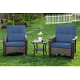 thumbnail image 1 of Kullavik 3 Pieces Patio Swivel Rocker Wicker Chairs-Outdoor Swivel Rocking Chairs with 1 Rattan Coffee Table&2 Grey Thickened Cushions Outdoor Furniture Conversation Sets for Patio Garden - Navy, 1 of 10