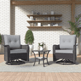 thumbnail image 1 of Kullavik 3PCS Wicker Rocking Chair Swivel Chairs, Patio Furniture Set Rattan Rocking Bistro Sets with Coffee Table for Outdoor Porch Deck Garden Backyard,Grey, 1 of 9