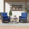 thumbnail image 1 of Kullavik 3PCS Wicker Rocking Chair Swivel Chairs, Patio Furniture Set Rattan Rocking Bistro Sets with Coffee Table for Outdoor Porch Deck Garden Backyard,Navy Blue, 1 of 9