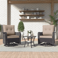 thumbnail image 1 of Kullavik 3PCS Wicker Rocking Chair Swivel Chairs, Patio Furniture Set Rattan Rocking Bistro Sets with Coffee Table for Outdoor Porch Deck Garden Backyard,Sand, 1 of 9
