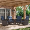thumbnail image 1 of Kullavik 4 Pieces Patio Swivel Rocker Wicker Chairs Set – Outdoor Swivel Rocking Chairs with Thickened Cushions, All-Weather Wicker Patio Furniture Conversation Set for Garden, Deck, Backyard,Navy, 1 of 2