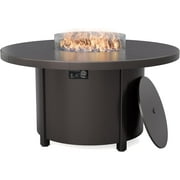 Kullavik 48 Inch Outdoor Propane Fire Pit Table,Round Firepit Table for Outside Patio,Gas Fire Table with Fire Glass,Waterproof Cover and Blue Glass Stone