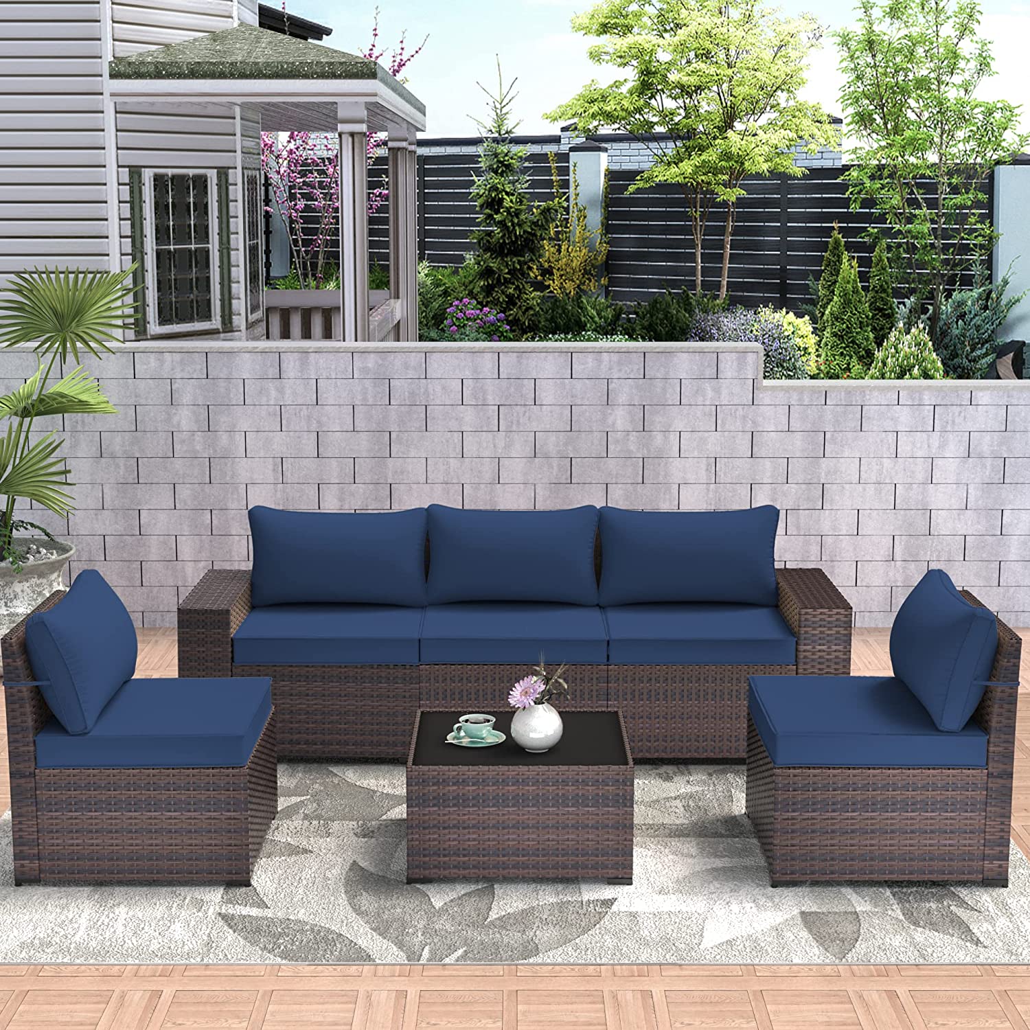 Outdoor 3 PCS Rattan Wicker Furniture Sets Chairs Coffee Table Garden (FW1)(FW2)(1U67)