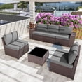 thumbnail image 1 of Kullavik 6 Pieces Patio Furniture Set Outdoor Sectional Ratten Wicker Sofa Set Patio Sofa Set Conversation Set with Thickened Cushion and Coffee Table,Gray, 1 of 8