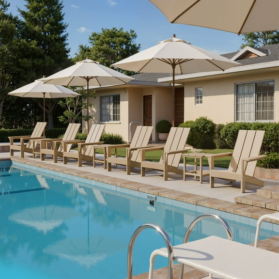 Kullavik 6 pieces All-Weather HDPE Adirondack Chairs Set–Outdoor Patio Seating,or Garden–Fade-Resistant & Easy Assembly,Heavy Durable Outdoor Chair for Backyard,Garden,Pool Deck,Beach,Teak