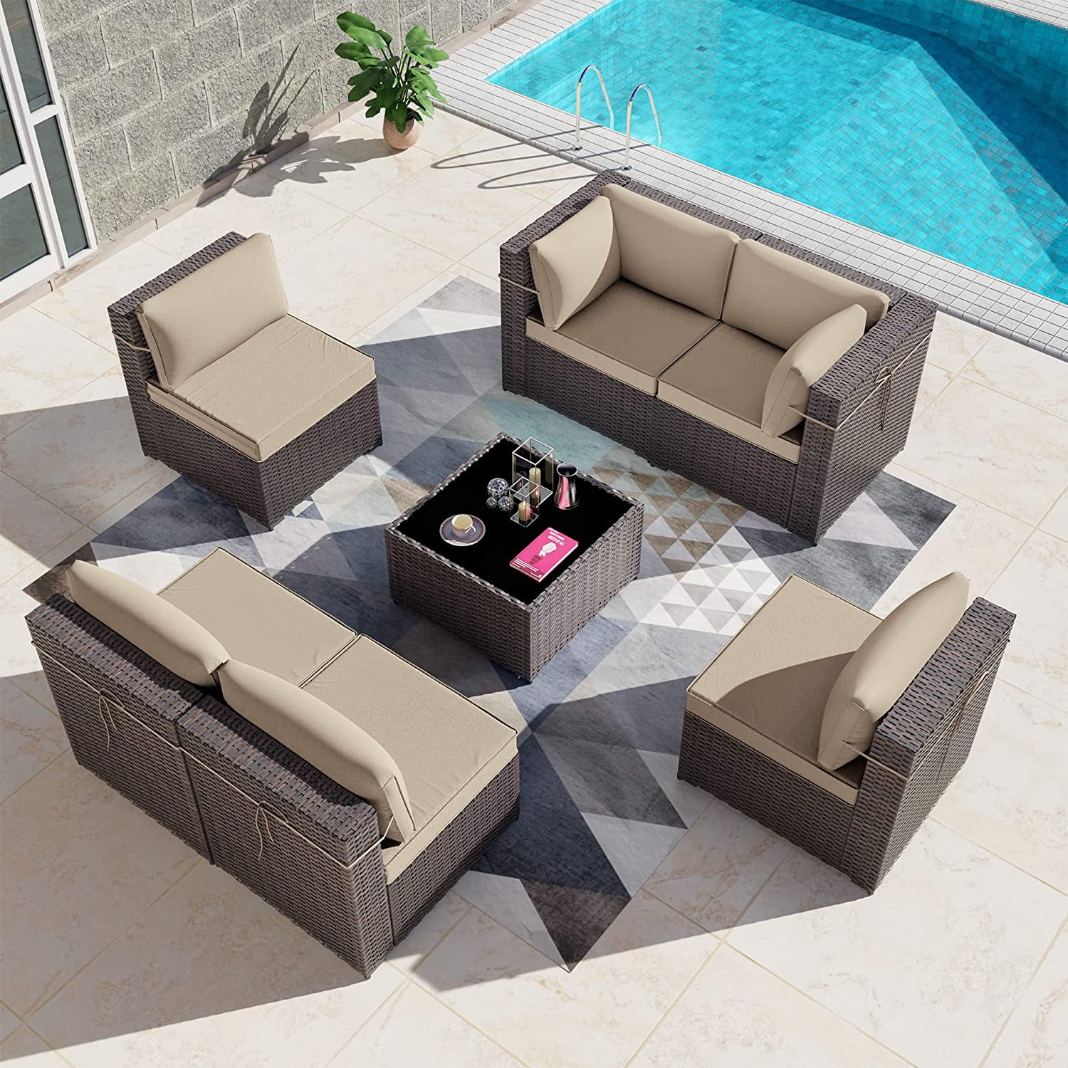 Kullavik 7-Piece Sectional Sofa Outdoor Patio Conversation Set