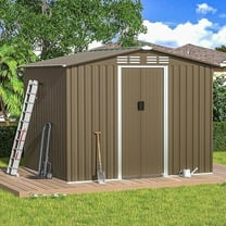 Kullavik 8'X6' Outdoor Metal Storage Shed,Heavy-Duty Metal Shed Kit with Double Doorknobs and Air Vents Waterproof Sheds Cabinet for Patio and Outside