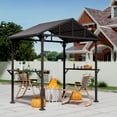 thumbnail image 1 of Kullavik 8x5 ft Heavy-Duty BBQ Gazebo with 19'' Smokeless Grill, All-Metal Canopy with Dual Shelves & Hooks, Outdoor Cooking Station for Patio & Backyard, 1 of 8