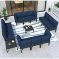 thumbnail image 1 of Kullavik Aluminum Patio Furniture Set,14 Pieces Modern Outdoor Conversation Set, Outdoor Metal Sectional Sofa with Thick Cushion and Coffee Table,Navy Blue, 1 of 7