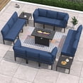 thumbnail image 1 of Kullavik Aluminum Patio Furniture Set,15 Pieces Modern Outdoor Conversation Set w/43in Gas Fire Pit Table, Outdoor Metal Sectional Sofa with 55000 BTU Propane Fire Pit,Navy Blue, 1 of 7