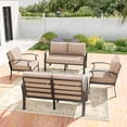 thumbnail image 1 of Kullavik Aluminum Patio Furniture Set,4 Pieces 6 Seat Metal Outdoor Furniture Conversation Set,Sand, 1 of 6