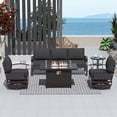 thumbnail image 1 of Kullavik Aluminum Patio Furniture Set,5 Pieces Modern Outdoor Conversation Set w/43in Gas Fire Pit Table, Outdoor Metal Sectional Sofa with 55000 BTU Propane Fire Pit,Black, 1 of 7