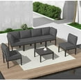 thumbnail image 1 of Kullavik Aluminum Patio Furniture Set,7 Pieces Modern Outdoor Conversation Set, Outdoor Metal Sectional Sofa with Thick Cushion and Coffee Table,Grey, 1 of 7