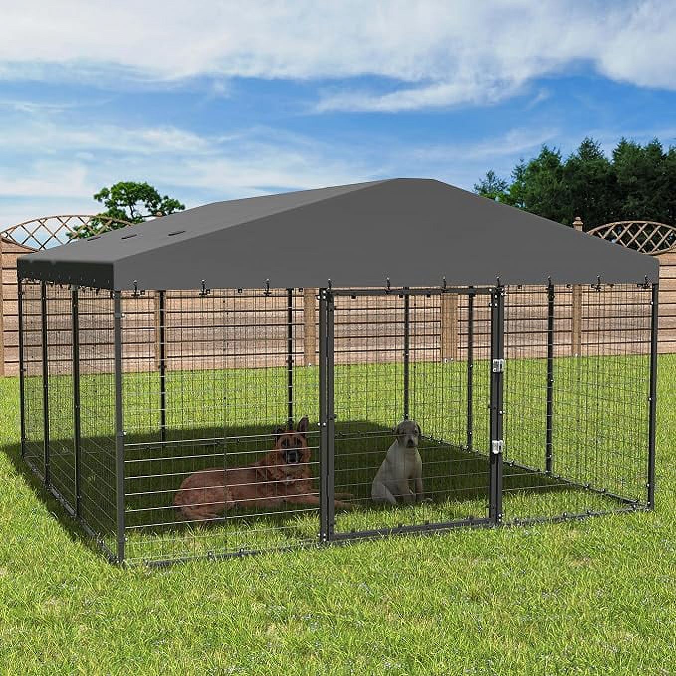 Lucky Dog WeatherGuard Outdoor Dog Kennel Roof Cover, Black, 10'L x 5'W