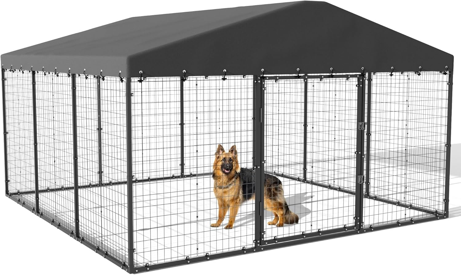 Kullavik Large Outdoor Dog Kennel with Waterproof Roof, Heavy Duty w ... - High Security Outdoor Pet Enclosure With Netting Roof