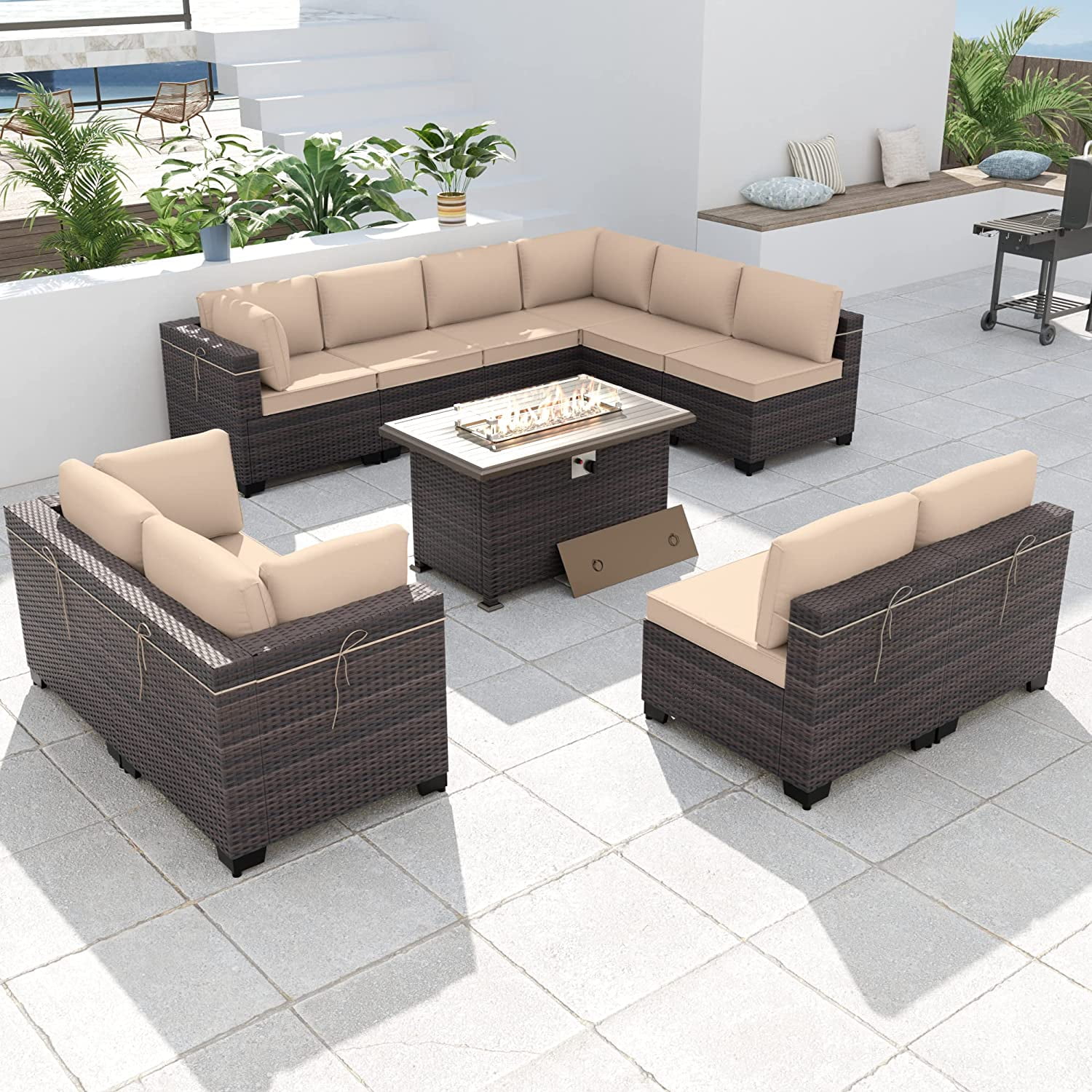 11 piece deals rattan garden furniture