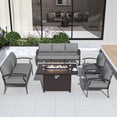 thumbnail image 1 of Kullavik Patio Furniture Set 7 Seats Aluminum Sofa with armrest Modern Outdoor Conversation Set w/43in Gas Fire Pit Table, Outdoor Furniture Chairs with 55000 BTU Propane Fire Pit, Grey, 1 of 7
