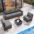 thumbnail image 1 of Kullavik Patio Furniture Set Sofa 6-Piece Wicker Sectional Sofa Set, Outdoor Furniture Rattan Patio Conversation Set with Thickened Cushions and Glass Coffee Table,Gray, 1 of 8