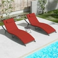 thumbnail image 1 of Kullavik Patio Lounge Chair,3 Pieces Chaise Lounge Outdoor Folding leisure Lounge Chairs Including Table Rattan Patio Furniture Set,Red, 1 of 7