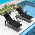 thumbnail image 1 of Kullavik Patio Lounge Chair Sets,All-Aluminum Outdoor Armchair Foldable Adjustable Backrest Chaise Lounge With Folding Table,Black, 1 of 7