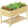 thumbnail image 1 of Kullavik Elevated Cedar Wood Raised Garden Bed with Storage Shelf - Outdoor Planter Box for Balcony, Backyard, Patio, 1 of 1