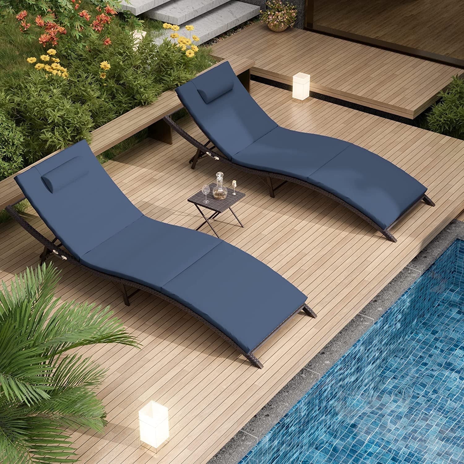 Kullavik Steel Foldable and Adjustable Backrest Chaise Lounge - Set of 3