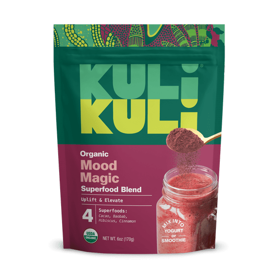 Kuli Kuli Mood Magic Organic Superfood Powder Blend with Baobab and Hibiscus, 6 oz