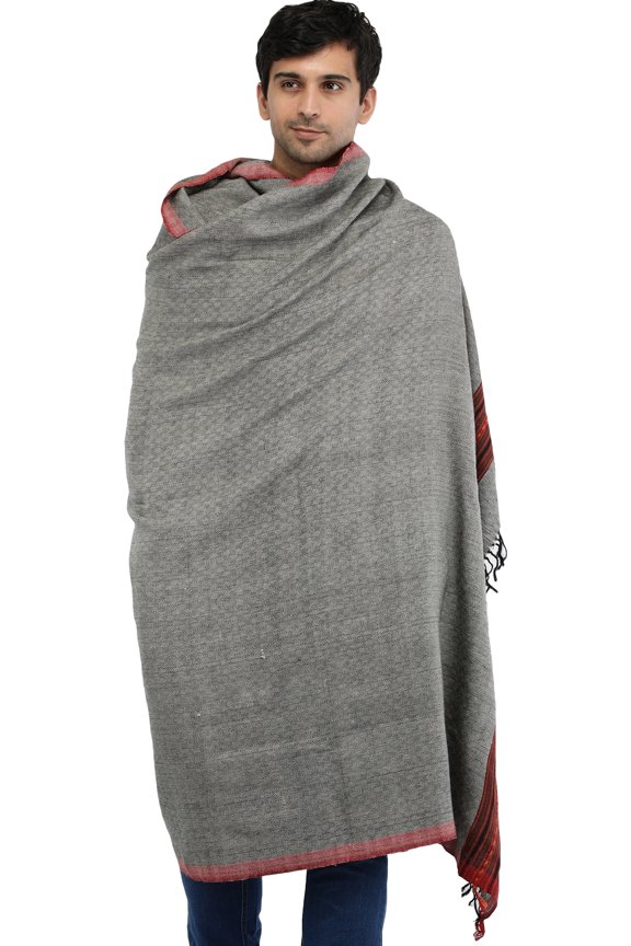 Kullu Palla Men's Shawl with Kinnauri Woven Border in Multicolor Thread – moonstruck