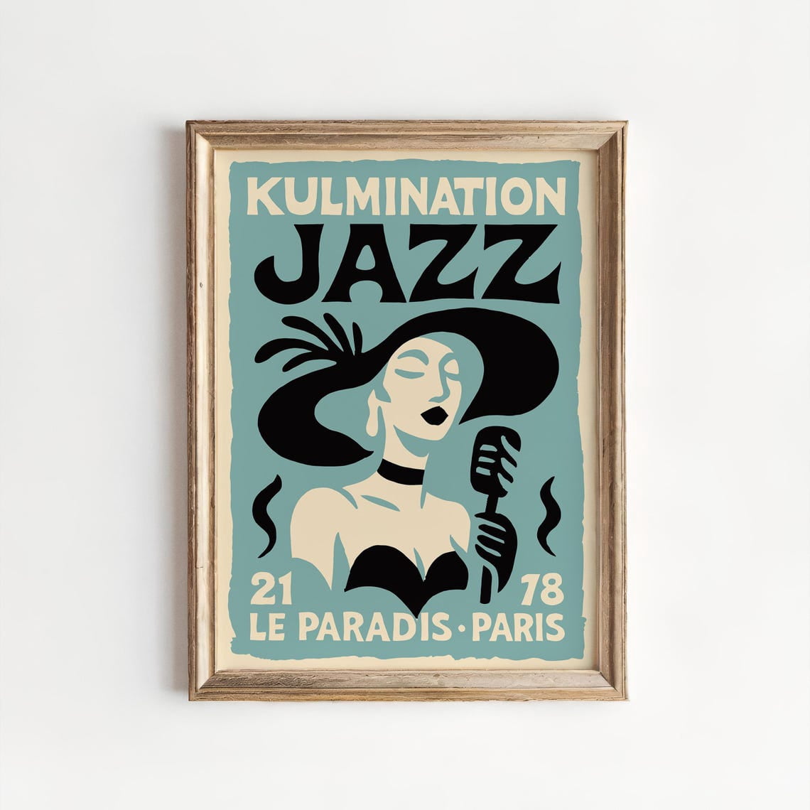 Kulmination Jazz Paris Wall Art Print, Vintage French Singer Microphone ...