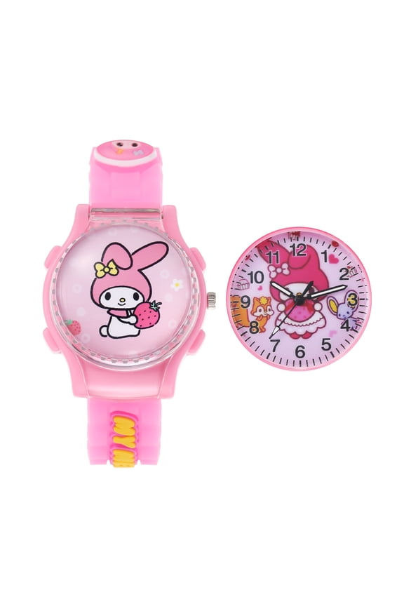 Kulomi CNMR Big-eared Dog My MLD Flip Cover Cartoon Watch Rotating Electronic Quartz Watch