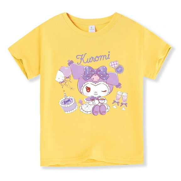 Kulomi New Cute Girl Cotton Short Sleeve Sanrio Kawaii Anime T-Shirt Top Summer Sweet Cute Babys Breathable Tops Gift for Kids