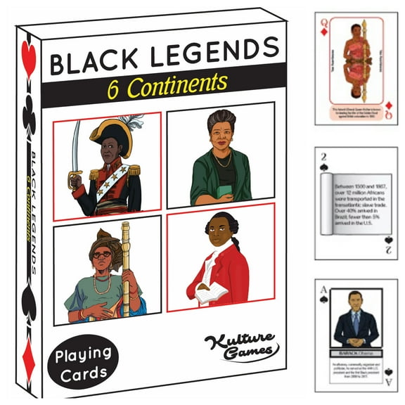 Kulture Games Playing Cards: Black Legends - Black History Playing Cards - Trivia Card Game for Family & Adult Game Night  Inspirational Black Legends
