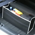 thumbnail image 1 of Kuluzego Car Storage Organizer, Collapsible Multi Compartment SUV Trunk Organizer, Non Slip Bottom, Adjustable Securing Straps, Foldable Cover (Black, Standard Size), 1 of 7
