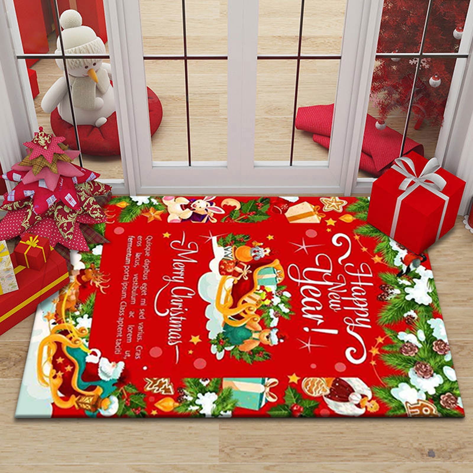 Kuluzego Christmas Letter Door Mats Kitchen Mats Bedroom Living Room Interior Home Carpet Mats