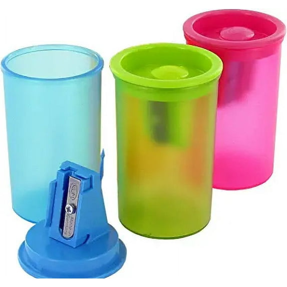 Kum 303.07.21 Polystyrene 1-Hole Inner Pencil Sharpener with Plastic Container, Colors Vary