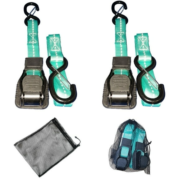 Kuma 1"x6' 300 lbs. WLL Reflective Cambuckle Tie-Down Straps, with Safety S-Hooks 2-Pack