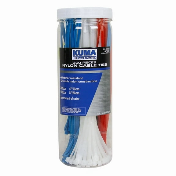 Kuma 300 Piece 4" 8" Self Lock Nylon Wrap Loop Network Cable Cord Wire Zip Ties