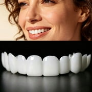 Kumamart Comfort Fit Snap On Temporary False Teeth, Adjustable Moldable Upper Lower Dental Kit, 2 Pairs White