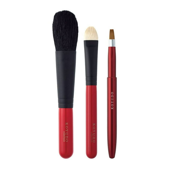 Kumano Brush Makeup Brush 3 Sets Red Makeup Made in Hiroshima Japan - Japan Craze Shop
