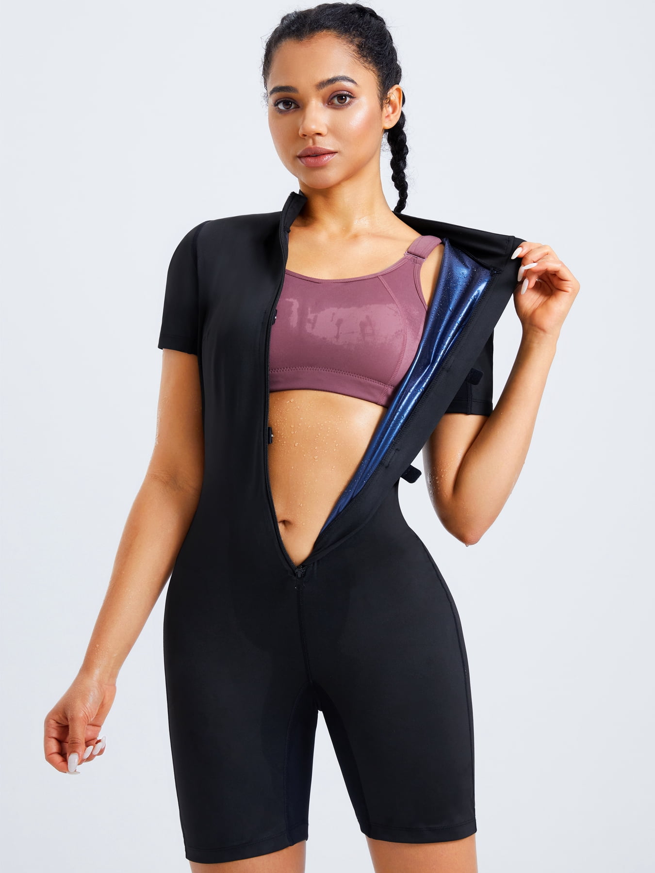 Kumayes Premium Women's Sauna Jumpsuit - Full Body Workout Sweat Suit with Waist Training and Belly Fat Reduction