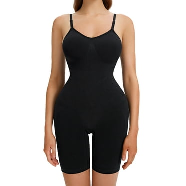 Kumayes Women's Waist Trainer Bodysuit - Tummy Control Shapewear with Seamless Design for a Round Neck and Butt Lifter - Full Body Shaper [Black]