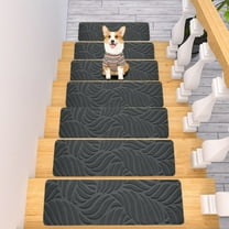Kumdkd 1-Pack Non-Slip Stair Treads – Gray Carpet Mats for Wood/Tile Stairs, Pet & Elderly Safe Indoor Staircase Runners with Adhesive Backing (21.6x7.4inch, Washable)