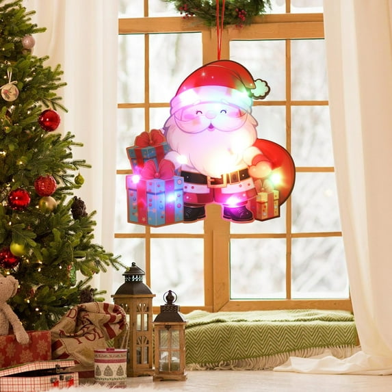 Kumdkd 10.6" LED Reindeer Christmas Ornament - Battery Operated Light-Up Hanging Decor for Trees, Windows & Holiday Displays (Multicolor)