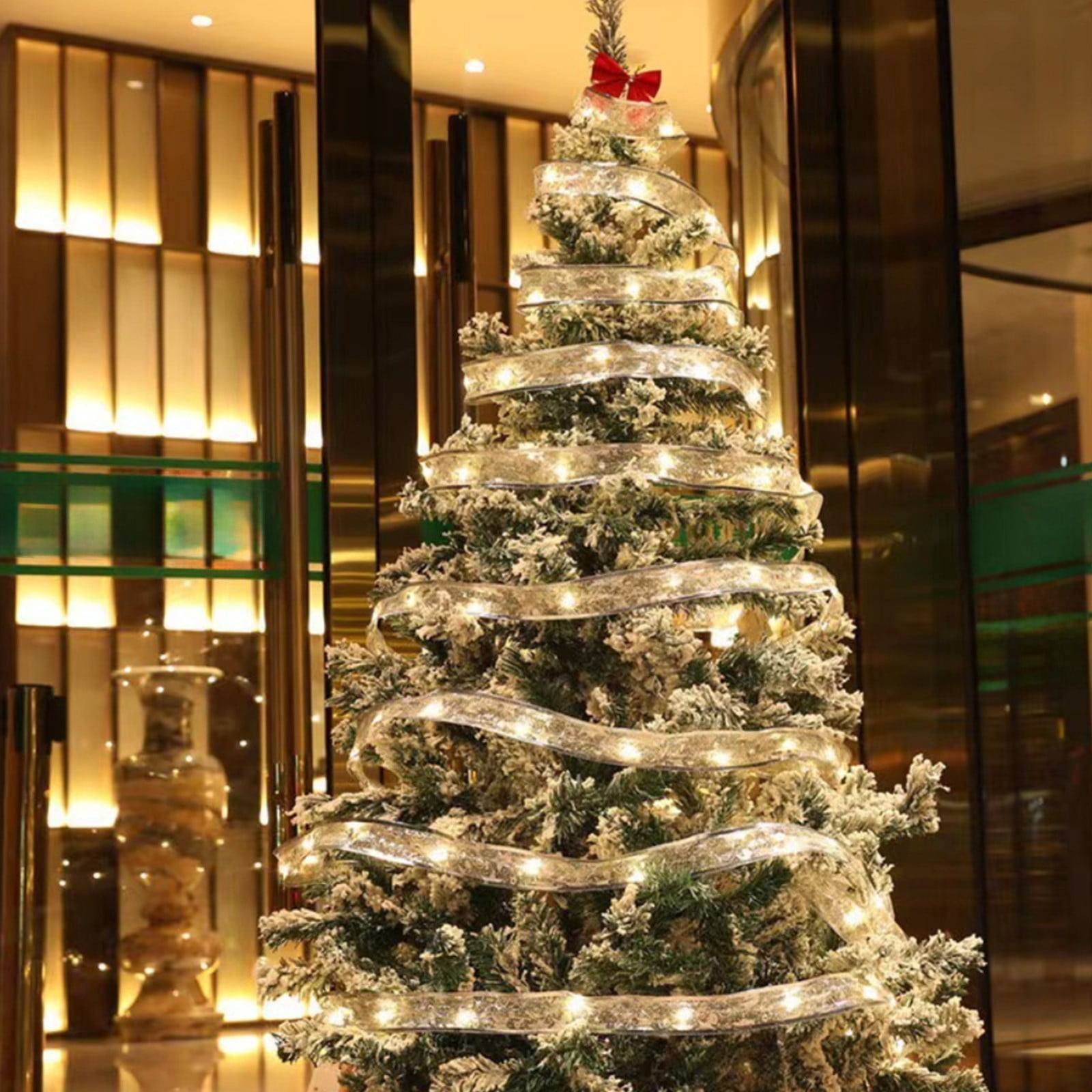 Kumdkd 10ft Gold LED Christmas Ribbon Lights - Battery Operated ...