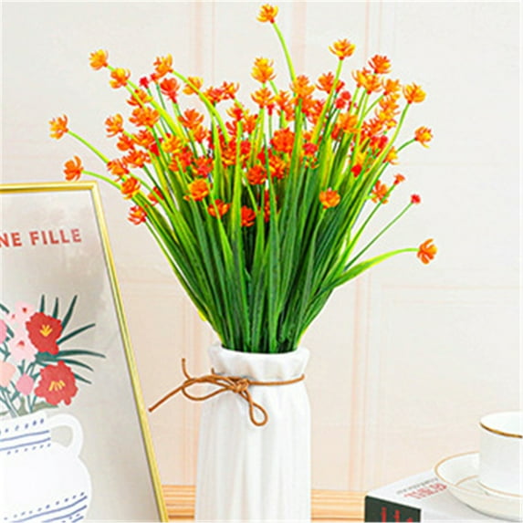 Kumdkd 12.6in Artificial Shrub Bundles, Realistic Fake Green Flowers, Waterproof No-Maintenance Plastic Plants for Garden, Yard, Porch, Home Decor