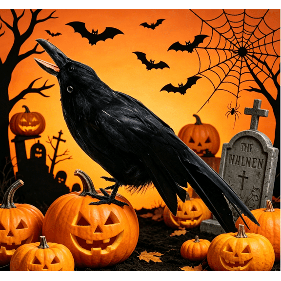 Kumdkd 9" Realistic Feathered Crow Halloween Decor - Lifelike Artificial Raven for Outdoor Displays, Gothic Party Props & Spooky Home Decor